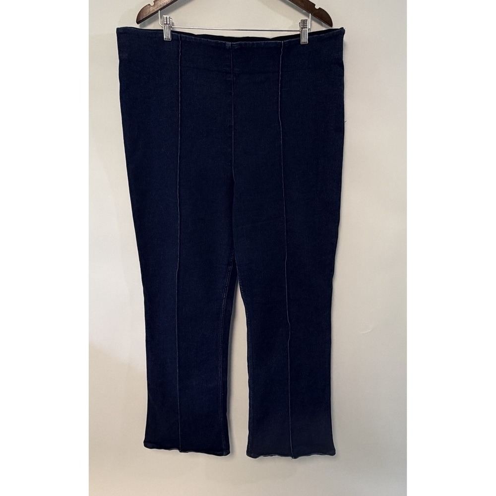 Spanx High Rise Pull-On Flare Jeans Dark Wash 3X T Tummy Control Stretch 42x33